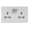 Knightsbridge Screwless 13A 2 Gang Switched Socket - Brushed Chrome