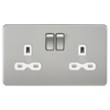 Knightsbridge Screwless 13A 2 Gang Switched Socket - Brushed Chrome