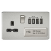 Knightsbridge Screwless 13A 1 Gang Switched Socket With Quad USB Outlet - Brushed Chrome