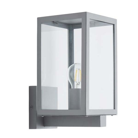 Forum Hestia E27 Glass Panel Box Lantern Silver