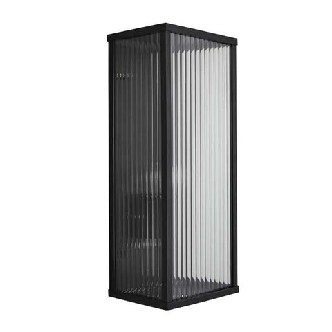 Forum Memphis Outdoor Box Frame Lantern with Ribbed Glass Black